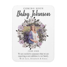 Anúncio de Gravidez de Foto Floral Moderna