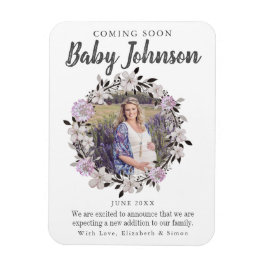 Ímã Anúncio de Gravidez de Foto Floral Moderna
