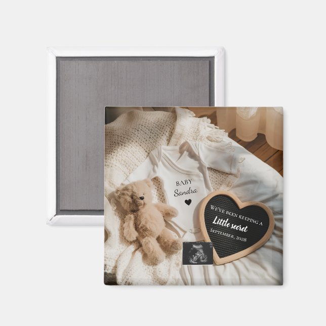 Imã Anúncio de gravidez do ursinho Minimal Bearly Wait (Front/Back)