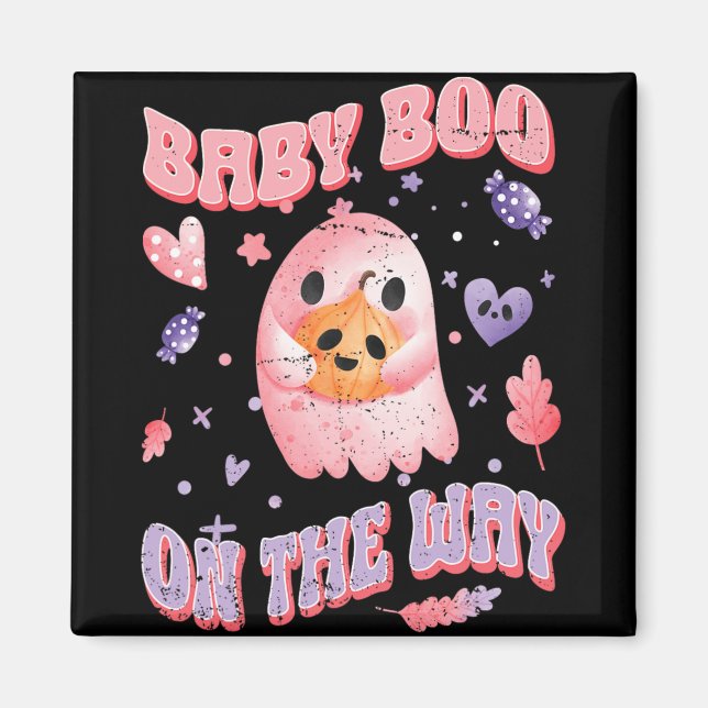 Imã Anúncio de Gravidez no Halloween Baby Boo On The W (Frente)