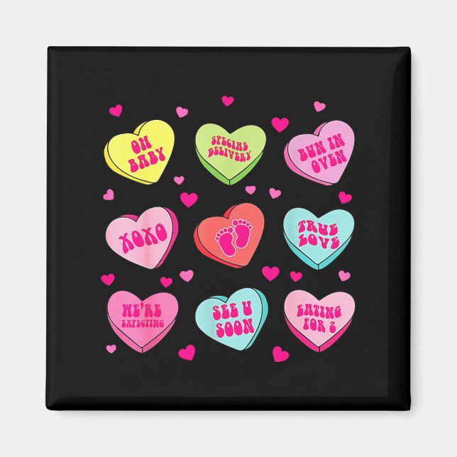 Imã anúncio de gravidez valentines corações doce bebê (Frente)