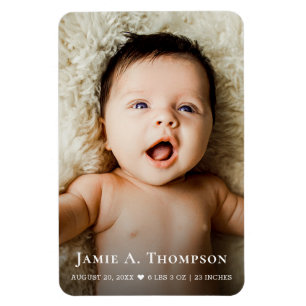 Ímã Anúncio de Nascimento de Bebê Foto Personalizado