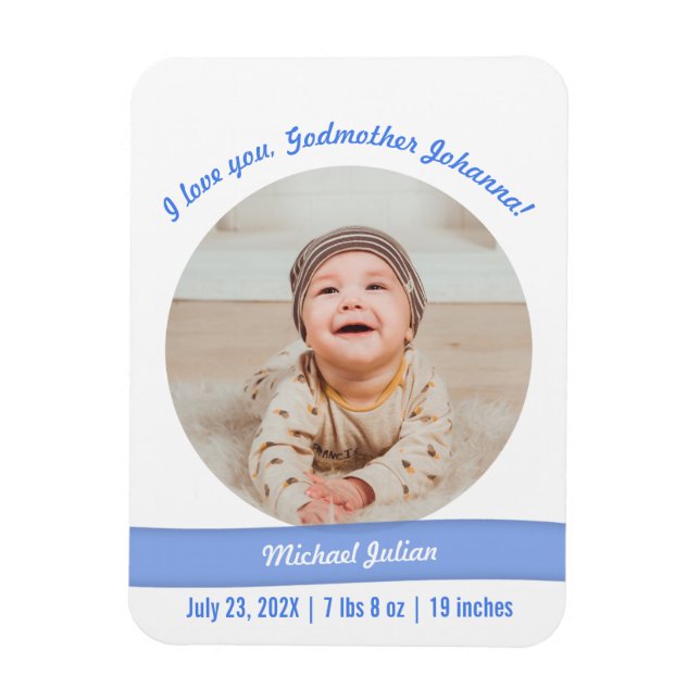 Ímã Anúncio de Nascimento de Bebê Menino Moderno com F (Vertical)