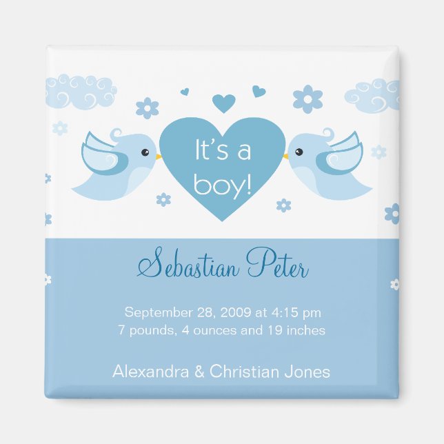 Imã Anúncio de Nascimento do Amor Azul (Frente)