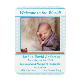 Ímã Anúncio de Nascimento do Bebê Polka-Dot Blue