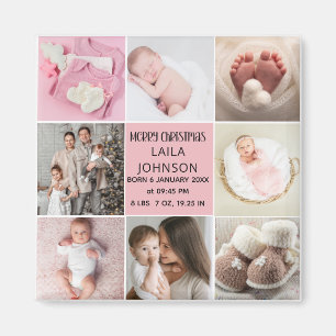 Imã Anúncio de Nascimento Personalizado 8 Fotos natal