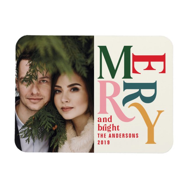 Ímã Anúncio de Natal alegre e colorido (Horizontal)