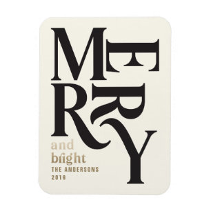 Ímã Anúncio de Natal da feliz de pintura em preto e ou