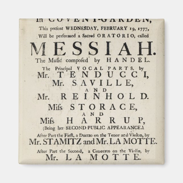 Imã Anúncio de playbill de uma performance (Frente)