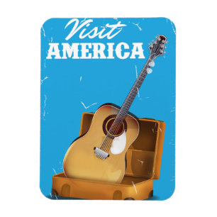 Ímã Anúncio de violão acústico vintage