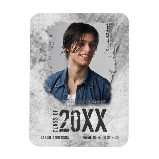 Ímã Anúncio do Formando de Foto do legal Modern Grunge (Vertical)