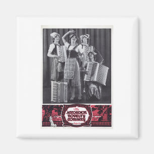 Imã Anúncio do vintage das meninas do acordeão