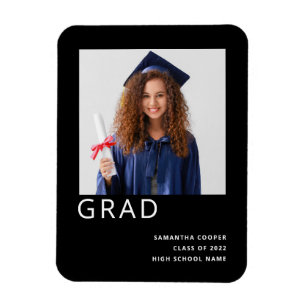 Ímã Anúncio Preto para Graduação da Foto Simples 20