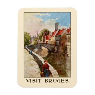 Ímã Anúncio retro do viagem de Bruges do estilo do