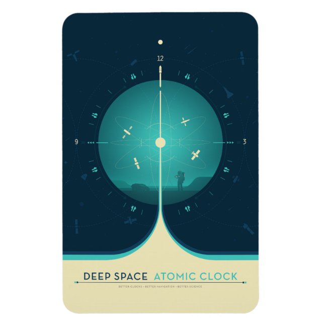 Ímã Anúncio Sci-Fi, Relógio Atômica Azul, Espaço Profu (Vertical)
