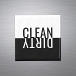 Imã Any Text Clean Dirty Modern Black White Dishwasher<br><div class="desc">Chic Simple Clean and Dirty Reversible Dishwasher Magnet. Text can be customized if desired. Stylish modern design compliments modern kitchen & home decor. Flip over magnet easily communicates whether the dishes inside are dirty or clean. Tasteful gift idea for housewarming party, wedding, bridal shower, Christmas, birthday, or other special occasion....</div>