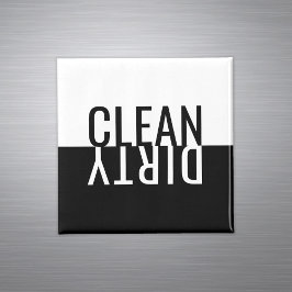 Imã Any Text Clean Dirty Modern Black White Dishwasher