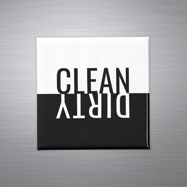 Imã Any Text Clean Dirty Modern Black White Dishwasher (Criador carregado)