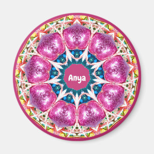 Imã ANYA ~ Padrão 3D Rosa Personalizado Fractal ~