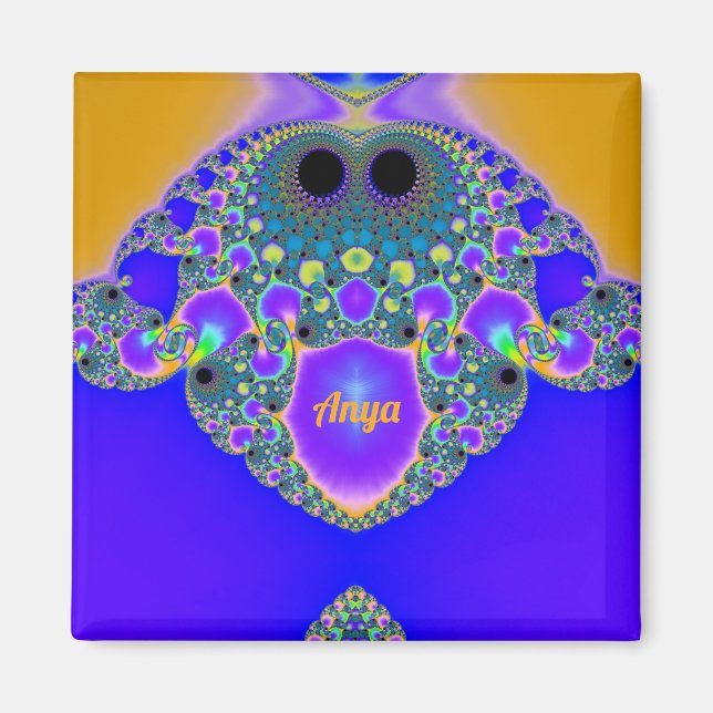 Imã ANYA ~ Padrão Abstrato ~ Azul Púrpura Amarelo ~ (Frente)