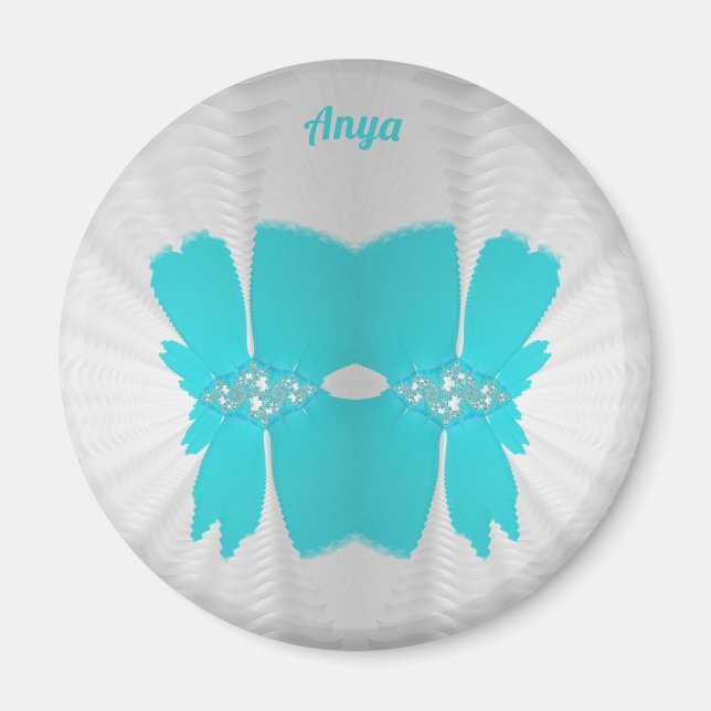 Imã ANYA ~ White e Aqua ~ Design impressionante (Frente)
