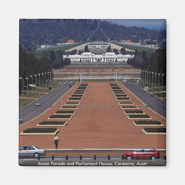 Imã Anzac Parade e Parlamento, Canberra, Austr (Frente)
