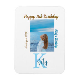 Ímã Apelido de 16 anos, feliz, castanho-aqua