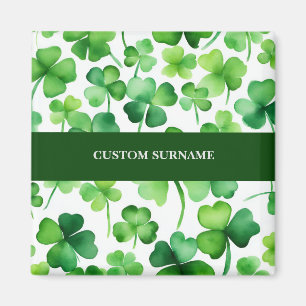Imã Apelido Irlandês Watercolor Shamrock