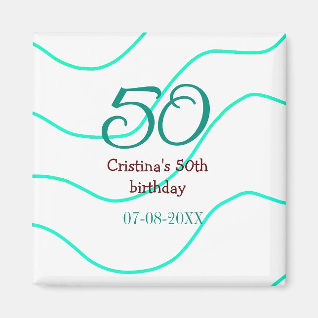 Imã Apelido vermelho verde para aniversário de 50 anos (Frente)