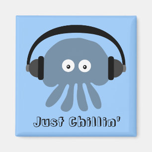 Imã Apenas medusa azuis de Chillin com fones de ouvido