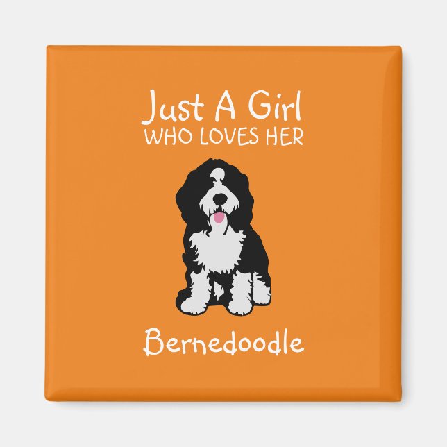 Imã Apenas uma garota que ama seu Bernedoodle (Frente)