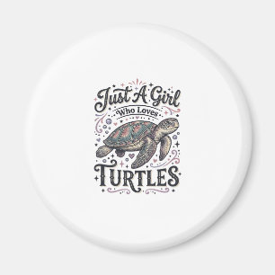 Imã Apenas Uma Garota Que Ama Tartarugas Camisa Vintag