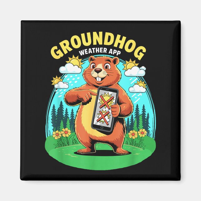 Imã Aplicativo de Clima do Groundhog Previsão Divertid (Frente)
