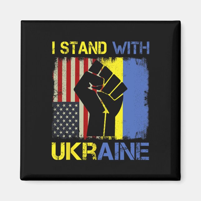Imã Apoie a Ucrânia Eu Apoio a Ucrânia Bandeira Ucrani (Frente)