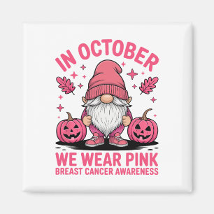 Imã Apoio ao cancer de mama de Halloween do Gnomo Rosa