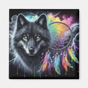 Imã Apoio de Lobo Negro Cosmic Storm Vida Selvagem
