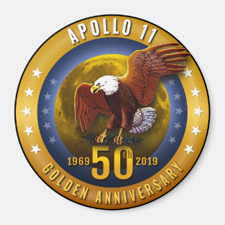 Imã Apollo 11 50º Ouro da Éaga e Lua -