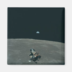 Imã Apollo Lunar Lander e Earthrise sobre Lua