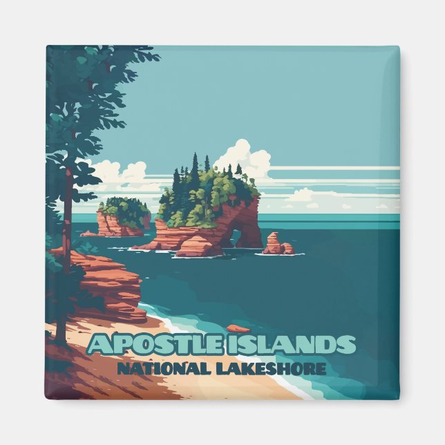 Imã Apostle Islands National Lakeshore Wisconsin Retro (Frente)
