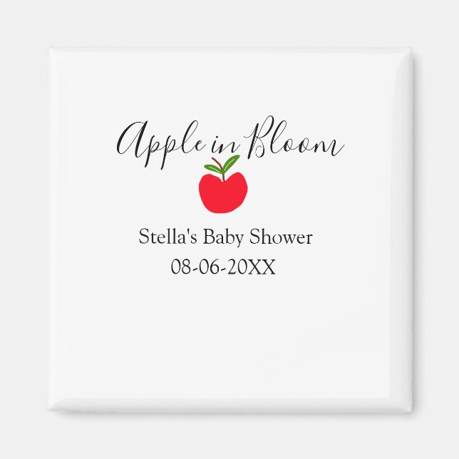 Imã Apple in bloom baby shower red apple name date  (Frente)
