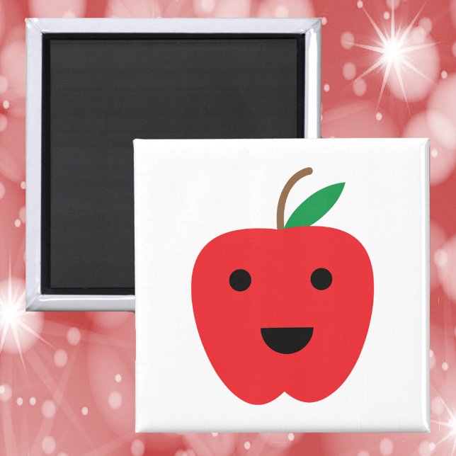 Imã Apple Kawaii Red Cute (A cute magnet with a kawaii red apple)
