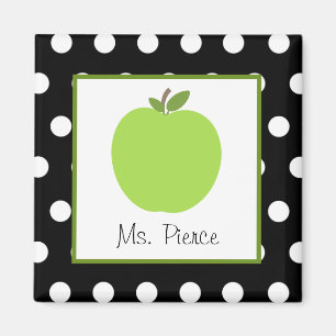 Imã Apple verde/preto com bolinhas brancas