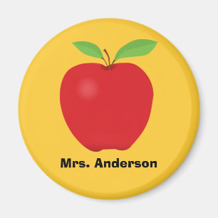 Imã Apple vermelho no fundo amarelo e personalizado