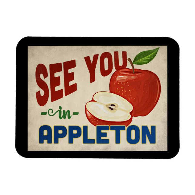 Ímã Appleton Wisconsin Apple - Viagens vintage (Horizontal)