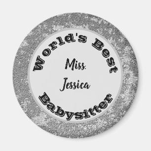 Imã Apreciação da Babysitter Marbled Silver Obrigado