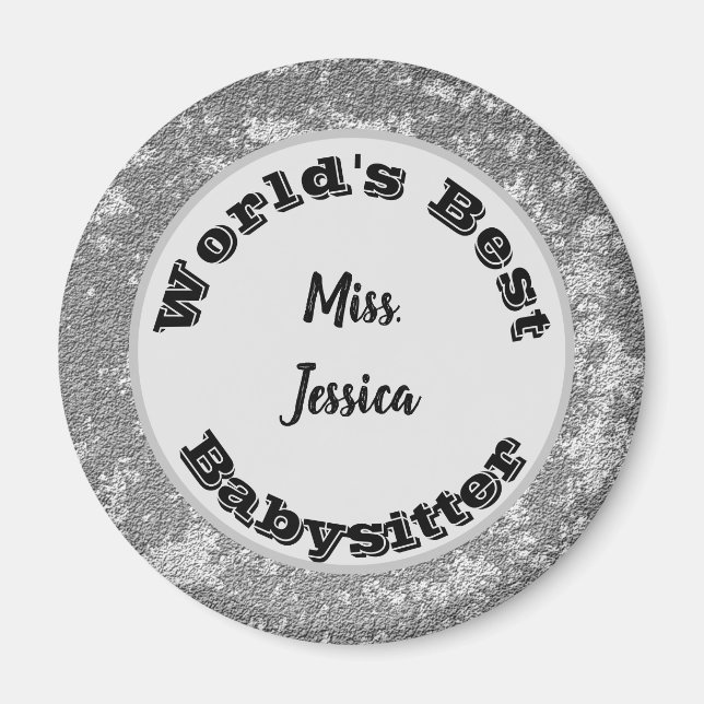 Imã Apreciação da Babysitter Marbled Silver Obrigado (Frente)