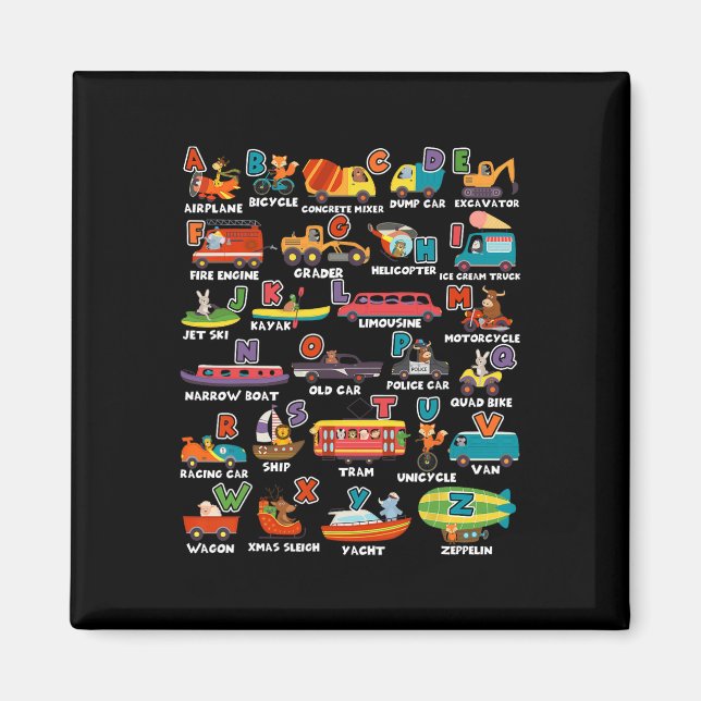 Imã Aprendendo Transporte Animal - Letra Abcs Professo (Frente)