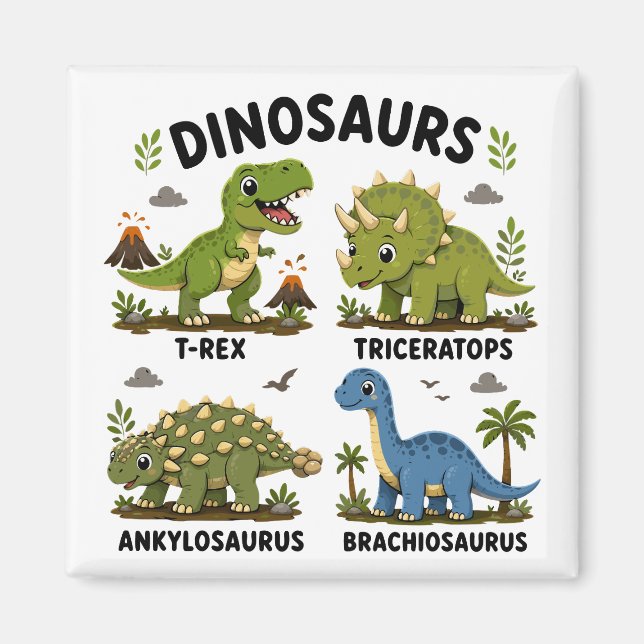 Imã Aprendizado de Espécies de Dinossauros para Crianç (Frente)