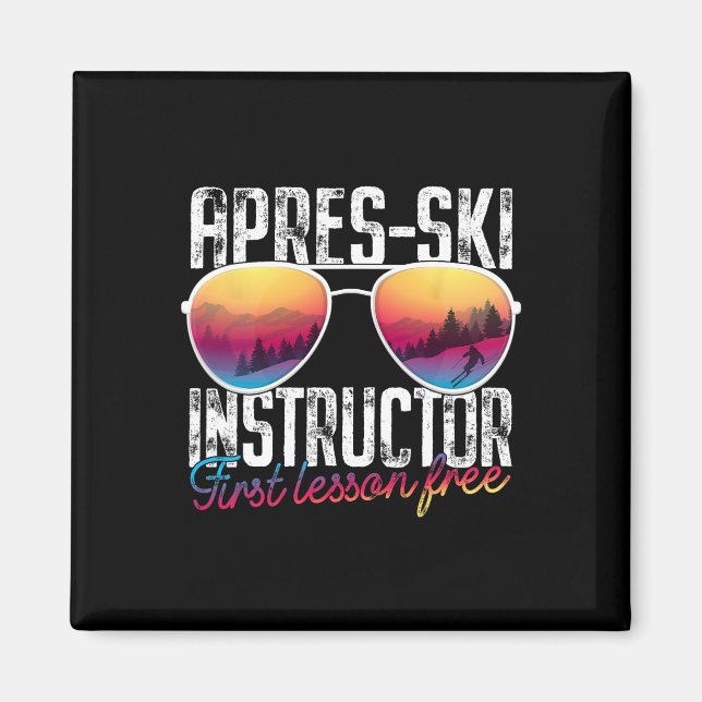 Imã Apres Ski Instrutor First Lesson Free Lesson Skiin (Frente)