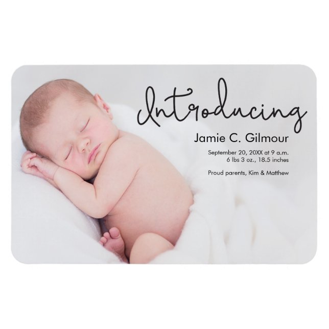 Ímã Apresentação Moderna Anúncio de nascimento da Foto (Horizontal)